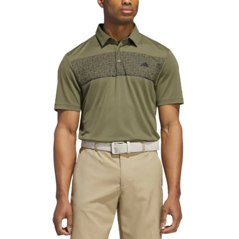 Adidas Men's Regular Fit 3-Button Placket Golf Polo, Green L